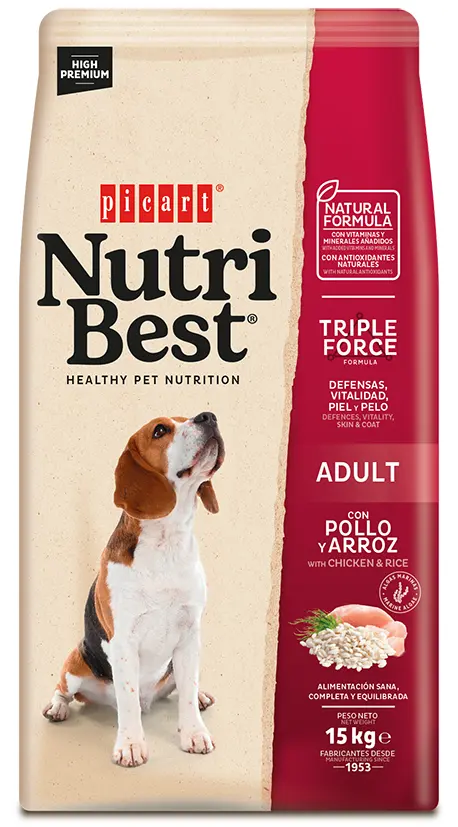 Hrana Uscata Caini Premium, NutriBest Adult Dog, Pui si Orez, 15 kg