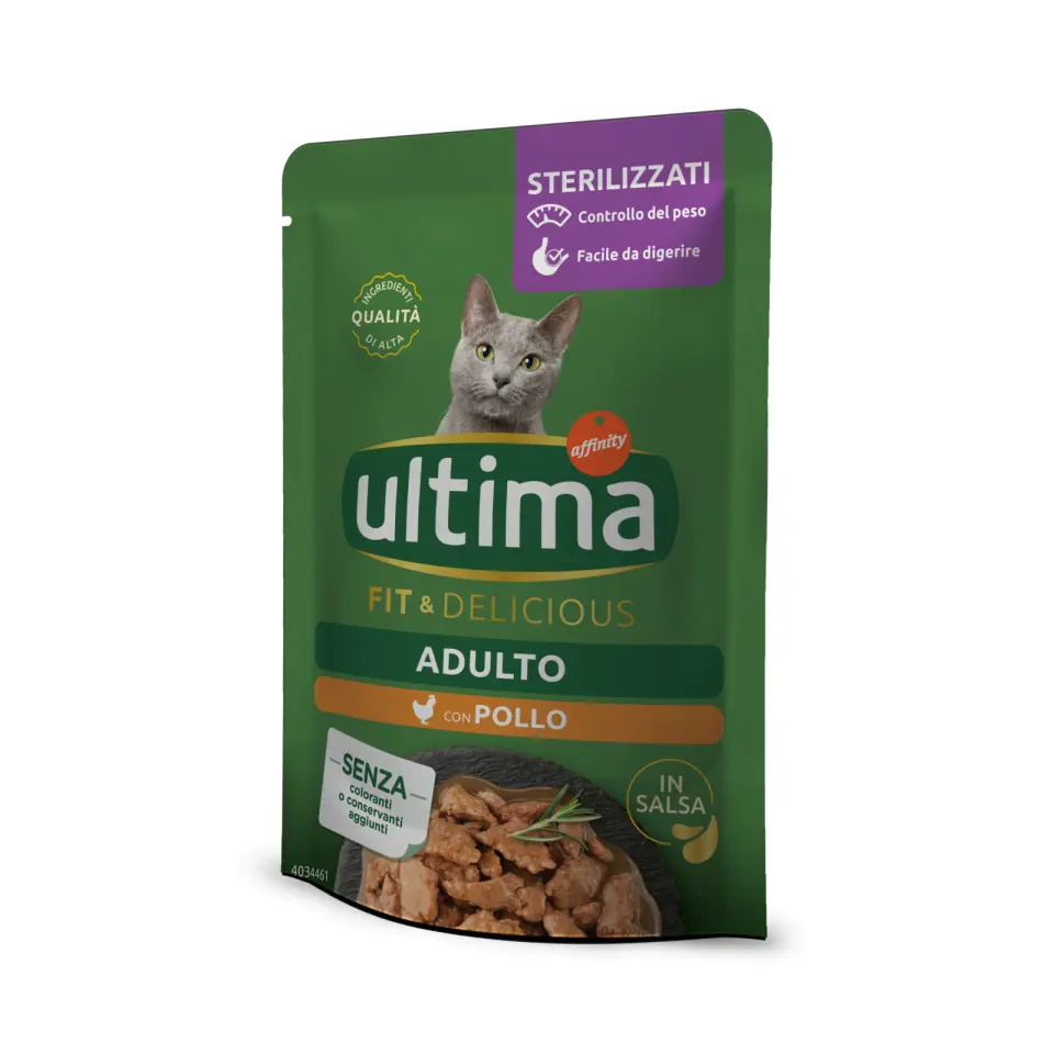 Hrana umeda pisici, Ultima Cat, Adult Sterilizat Fit & Delicious Pui, 85 g