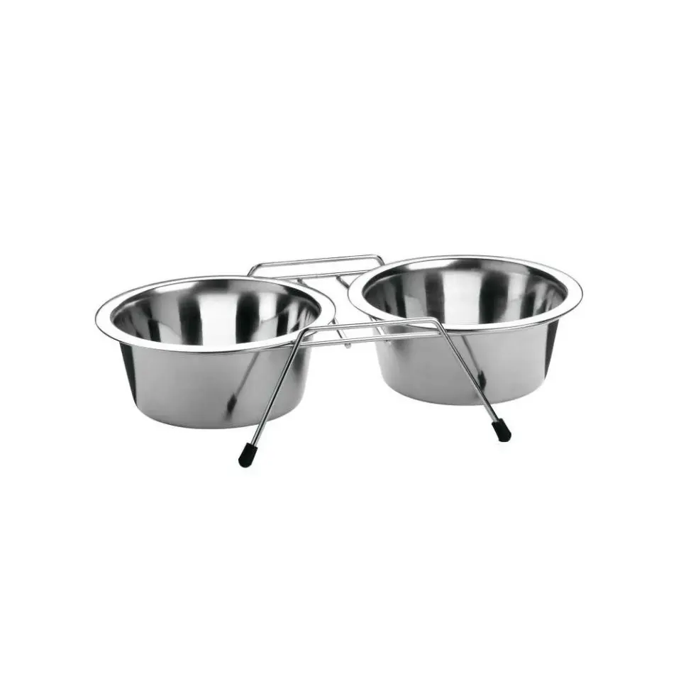 Suport inox cu 2 castroane x 0,70 litri