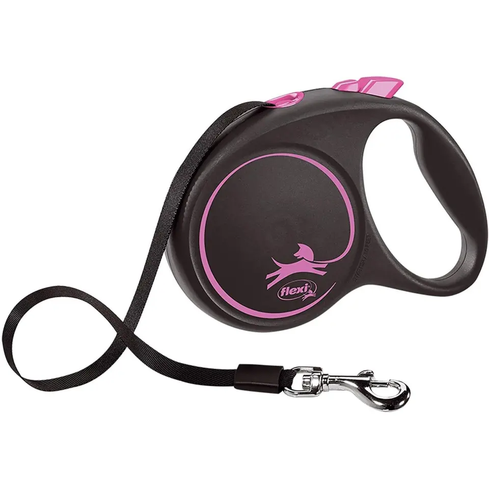 Lesa caini, Flexi, pana la 15 kg, S, 5 m, roz