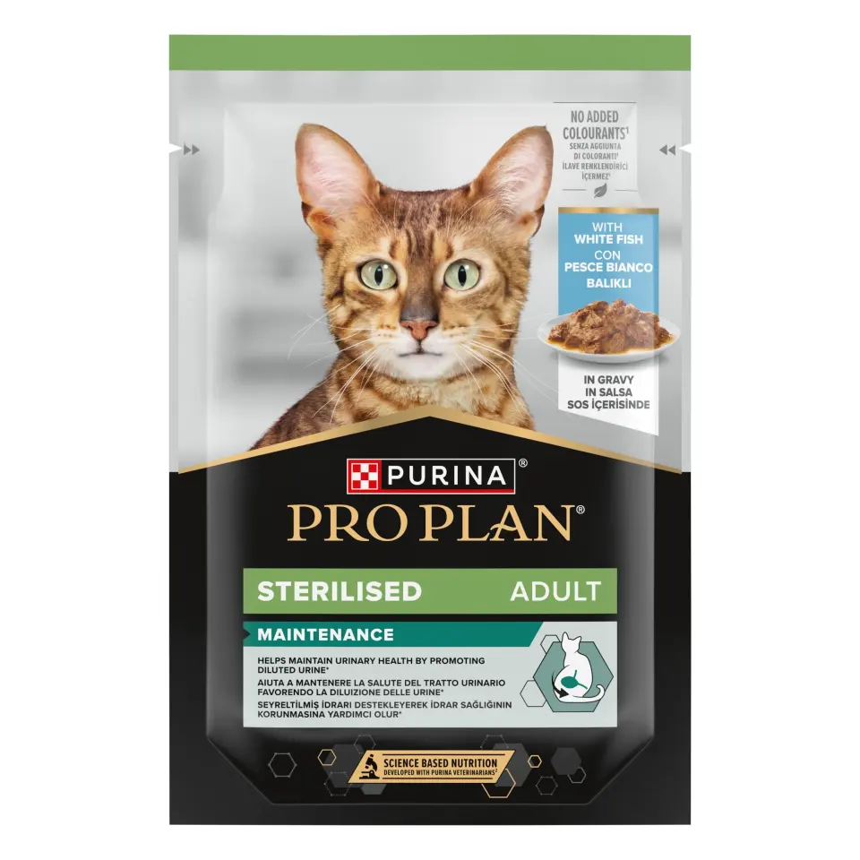 Hrana umeda pisici, ​Purina Pro Plan Sterilised Adult Cat Maintenance, Peste Alb, 85 g