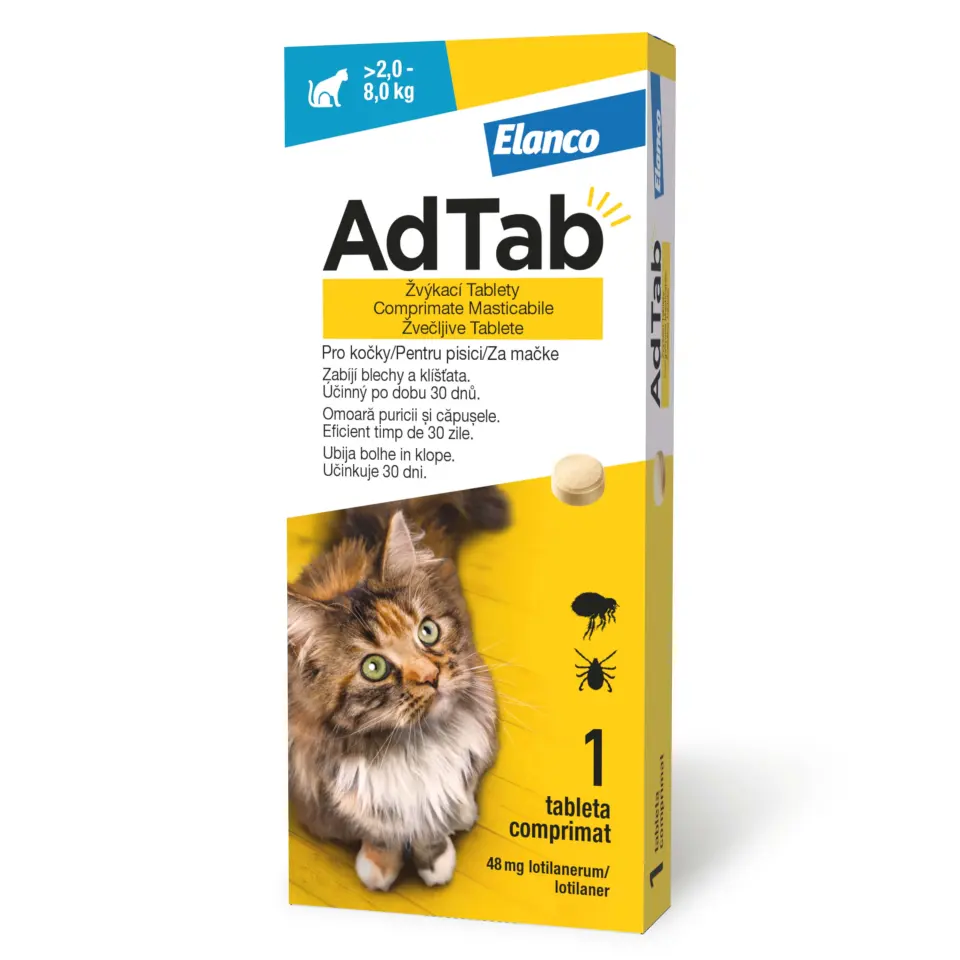 ADTAB, deparazitare externă pisici, comprimate masticabile