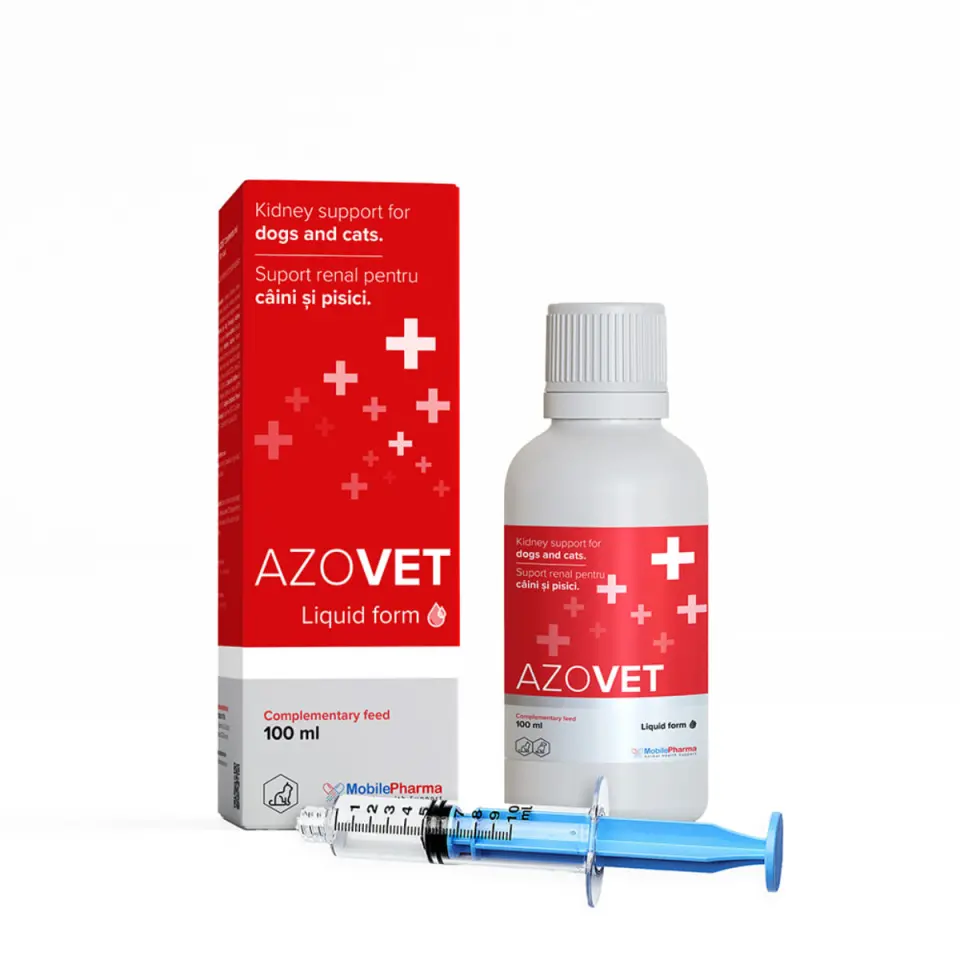 AZOVET Liquid Suport Renal, supliment sistem renal câini și pisici, suspensie orală