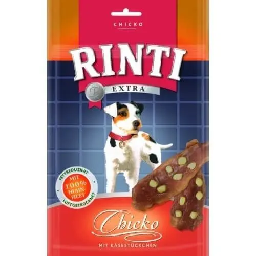 Rinti Extra Chicko cu pui si branza, 80 g