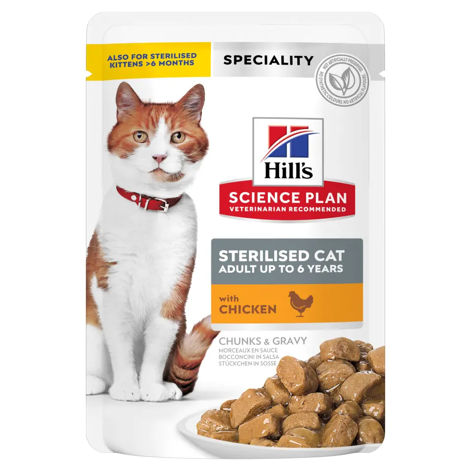Hrana umeda pisici, Hill's Science Plan Feline Sterilised Adult Chicken, 85 g