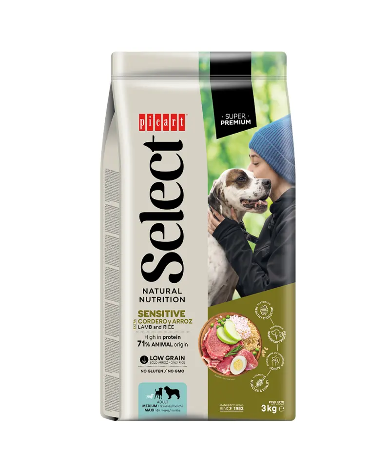 Hrana Uscata Caini Premium, Select Adult Sensitive, Miel si Orez, 12 kg