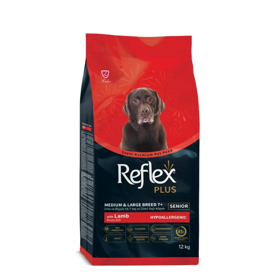 REFLEX Plus Senior Medium & Large Breed 7+, Miel, hrană uscată câini senior, 12kg