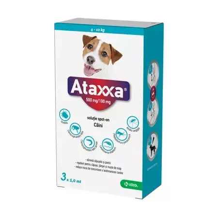 Pipeta antiparazitara pentru caini 4-10 kg Ataxxa ( 3 pipete )