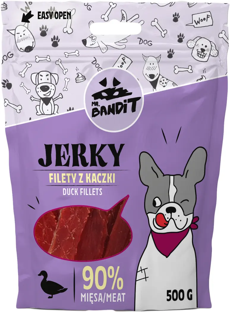 Recompense pentru caini Mr. Bandit JERKY, rata, 80g