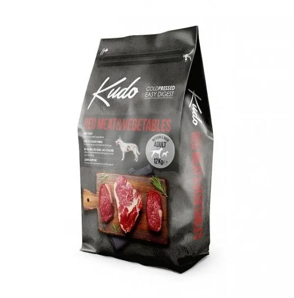 Kudo Adult Mediu-Maxi, Hrana Uscata Presata la Rece, Carne Rosie si Legume, 12 kg