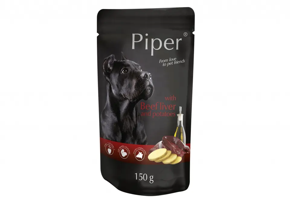Hrana umeda Piper Adult, Ficat de Vita si Cartofi, Pachet 4 X 150 g