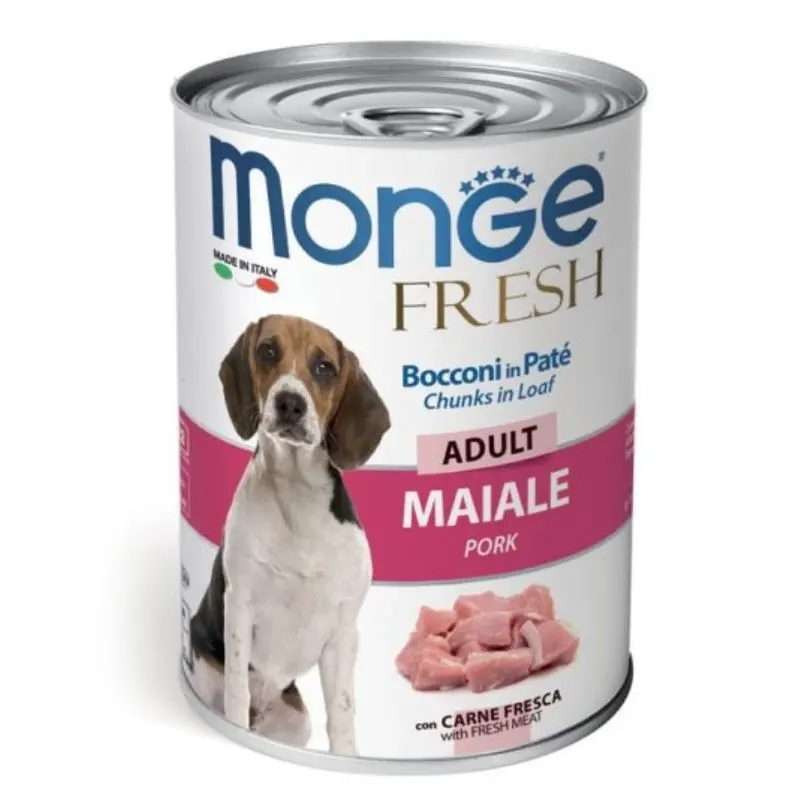 Hrana umeda caini, Monge Fresh Chunks Adult, Porc, 400 g
