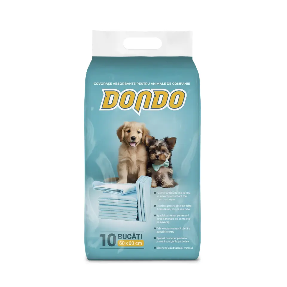 Covorase absorbante pentru caini, Dondo, 60x60 cm, 10 buc