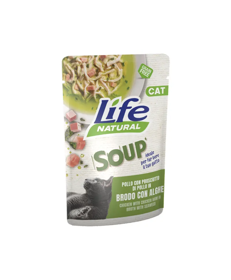 Hrana Umeda Pisici, Life Natural Adult Supa, Pui si Sunca, 60 g