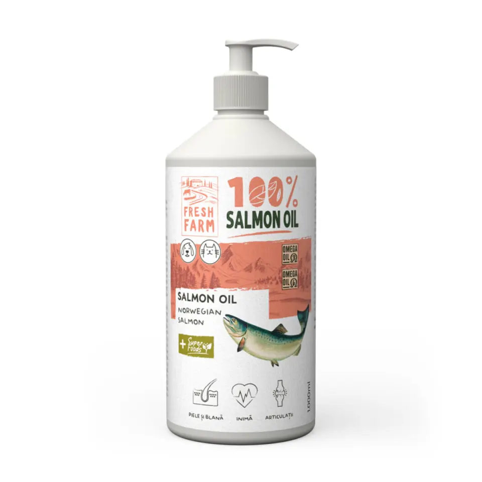 FRESH FARM Ulei de Somon, supliment piele & blană, sistem cardio-vascular câini, ulei