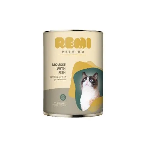 Hrana Umeda Pisici, Remi Premium Mousse cu Peste, 400 g