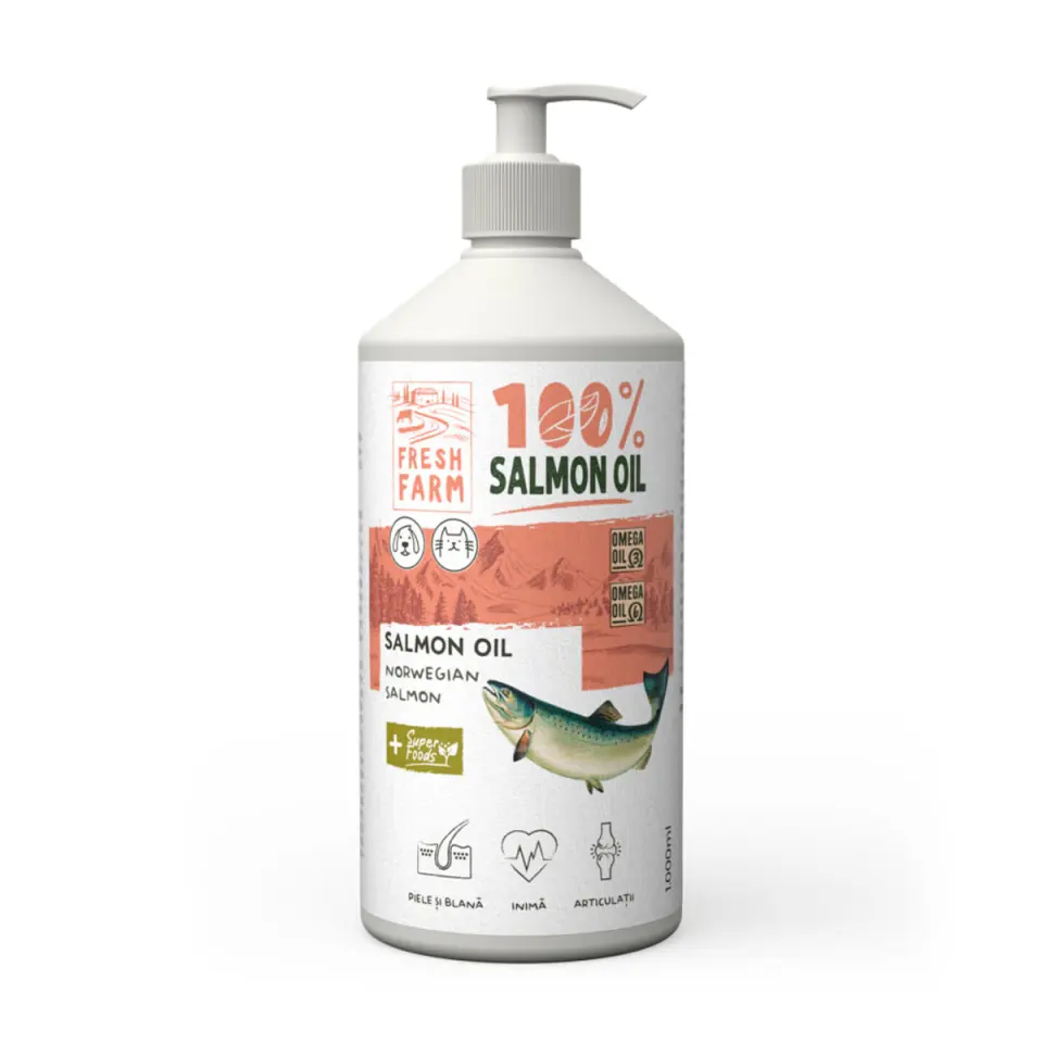 FRESH FARM Ulei de Somon, supliment piele & blană, sistem cardio-vascular câini, ulei