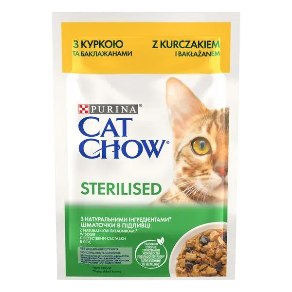 Hrana umeda pentru pisici Cat Chow Sterilised cu pui 85 gr