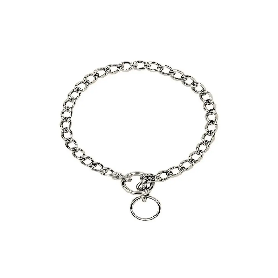 Zgarda strangulanta din lant metalic, argintie, pentru caini de talie medie si mare, grosime 3 mm, lungime 65 cm