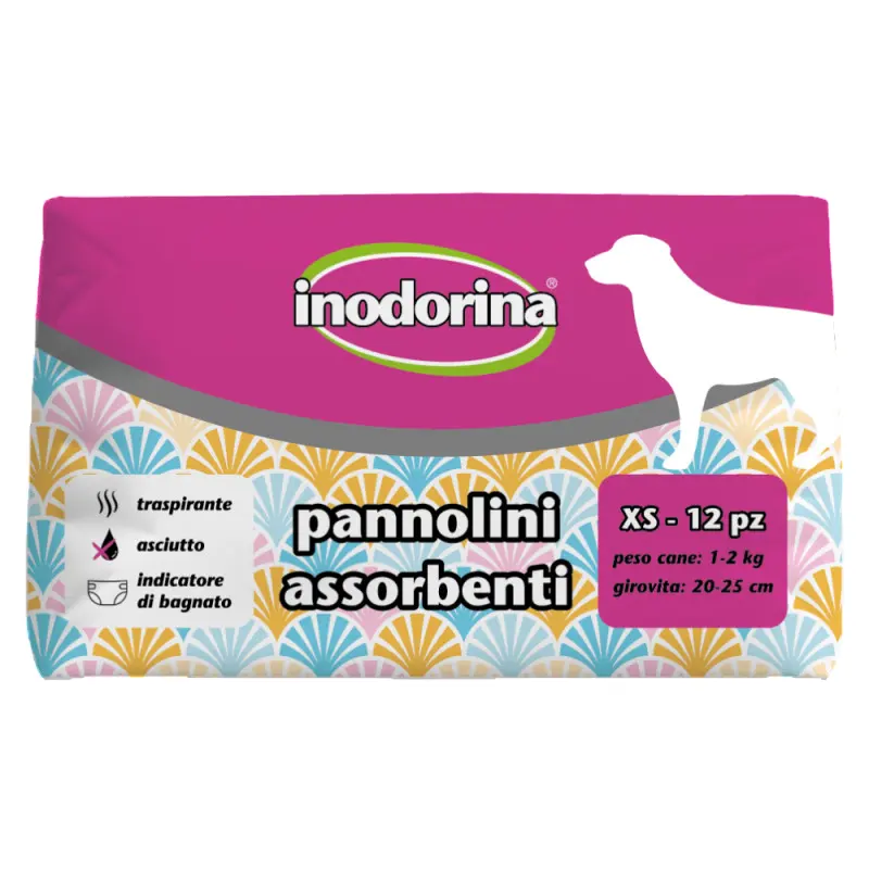 Scutece pentru caini de talie mica Inodorina XS (1-2 kg), 12 bucati