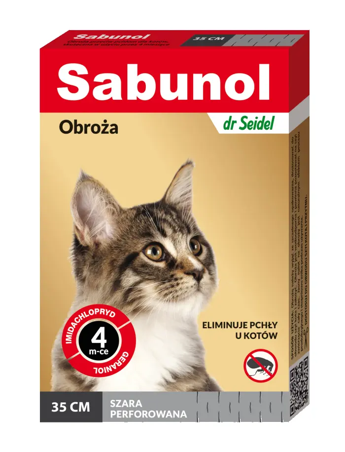 Sabunol Cat, Zgarda Antiparazitara Pisici, Culoare Gri (35cm)