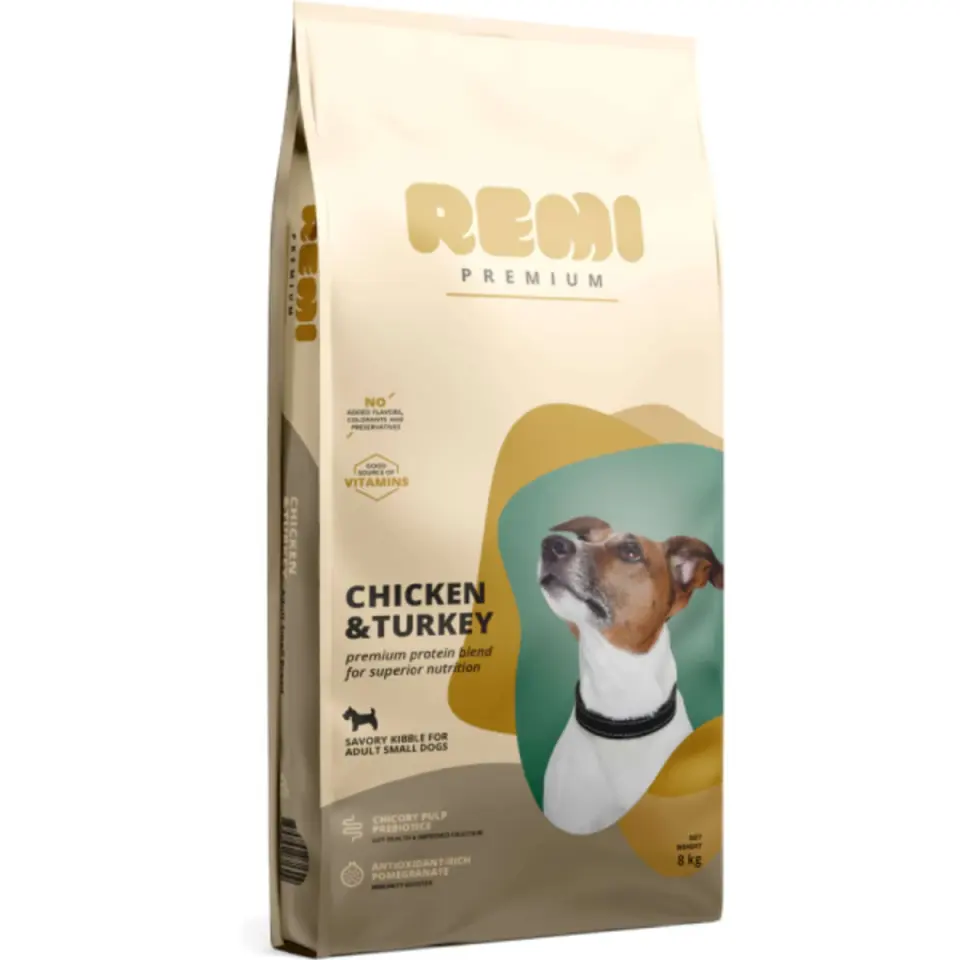 REMI PREMIUM Dog Small, XS-S, Pui și Curcan, hrană uscată câini, 8kg