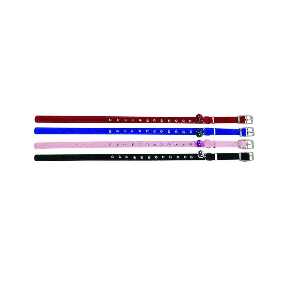 Zgarda pentru pisici Flamingo cu clopotel strasuri 30 cm x 10 mm