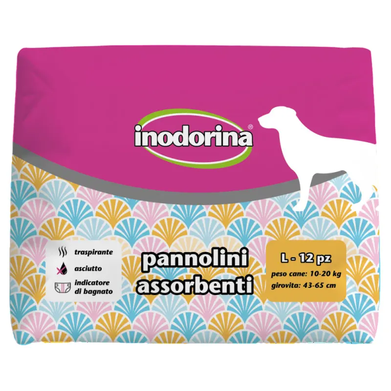 Scutece pentru caini Inodorina L (10-20 kg), 12 bucati