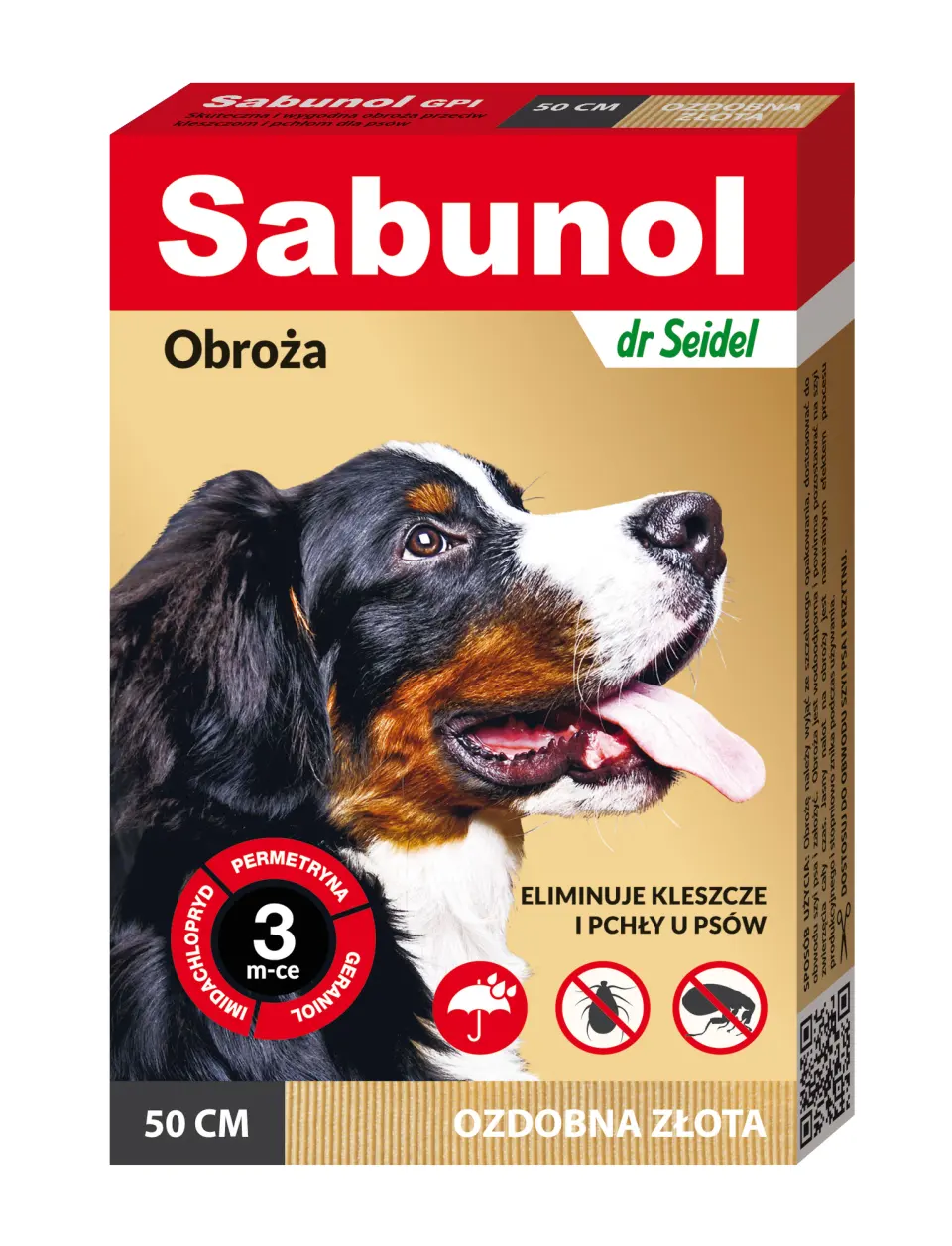 Sabunol Dog GPI, Zgarda Antiparazitara Caini 10-25 kg, Culoare Gold (50cm)