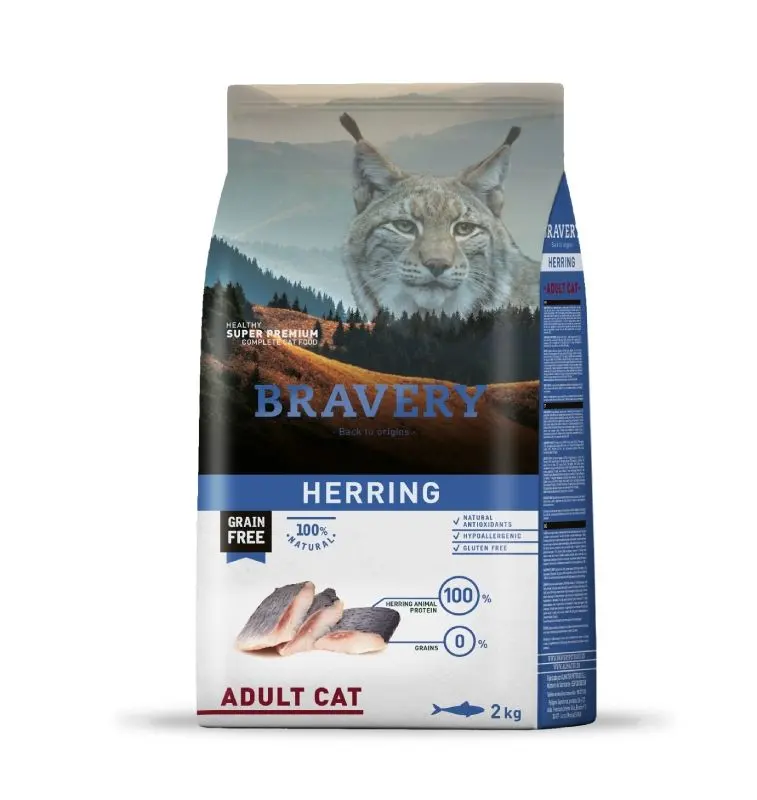 Hrana Uscata Pisici, Bravery Adult Cat, Hering, 2 kg