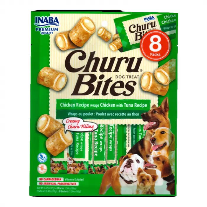 Recompense pentru caini Churu Bites cu pui ton 8 buc x 12 gr