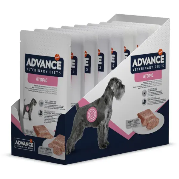 Set 8 buc x 150 gr Hrana dietetica pentru caini Advance Atopic Derma Care