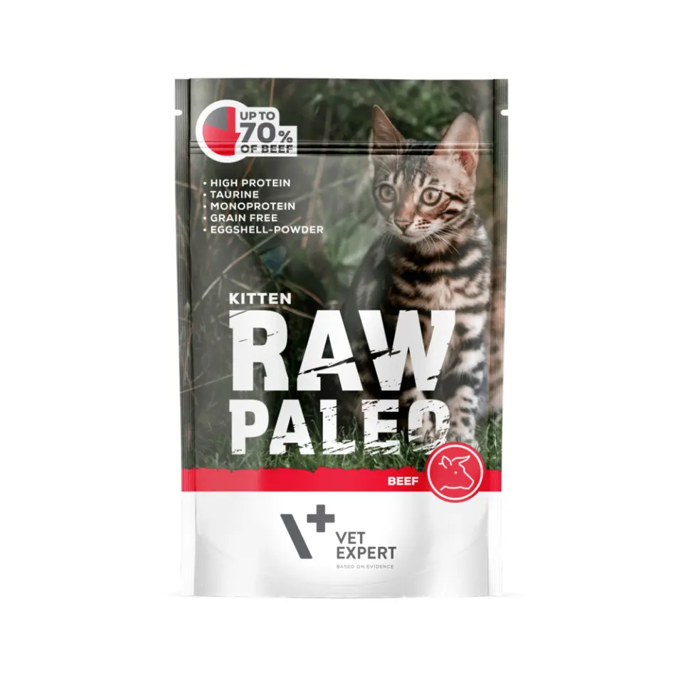 Hrana umeda pentru pisici, RAW PALEO KITTEN, carne de vita,100 g