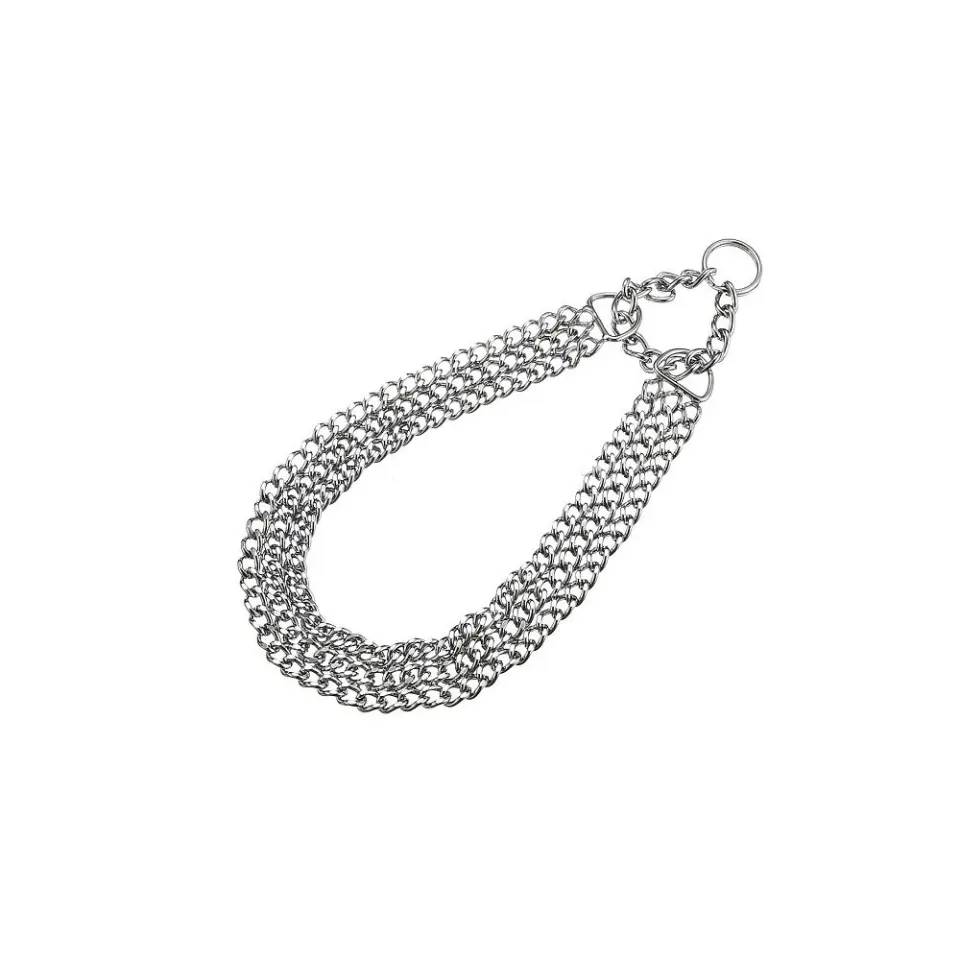 Zgarda strangulanta din lant triplu, metalica, 3 mm x 70 cm