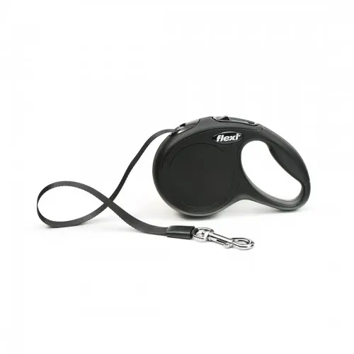 Lesa retractabila, neagra, lungime 3 m, pentru caini cu greutate de pana la 12 kg