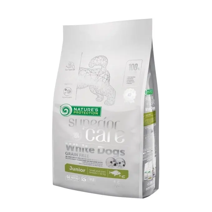 Nature's Protection Superior Care White Dogs Grain Free White Fish Junior Small & Mini Breeds, 1.5 kg
