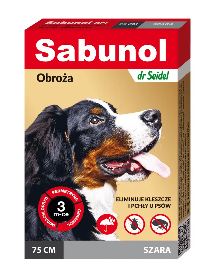 Sabunol Dog GPI, Zgarda Antiparazitara Caini 25-50 kg, Culoare Gri (75cm)