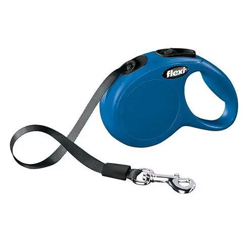 Lesa retractabila, albastra, lungime 5 m, pentru caini cu greutate de pana la 15 kg