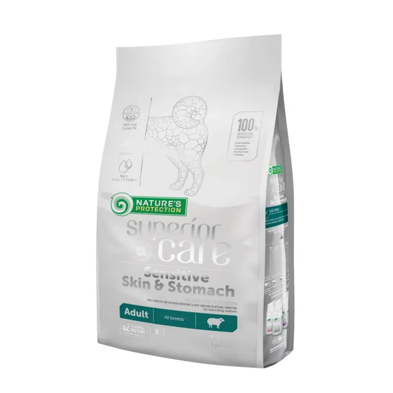 Nature's Protection Superior Care Sensitive Skin & Stomach, miel, hrana uscata pentru caini adulti de toate rasele, 1.5 kg