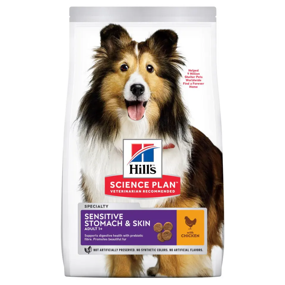 Hills SP CANINE ADULT SKIN & STOMACH CHK, hrana uscata pentru caini adulti, cu pui 2.5 KG