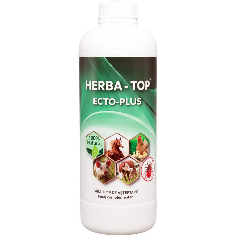 Herba-Top ecto plus, antiparazitar extern, natural, pentru animalele de ferma, 1 litru