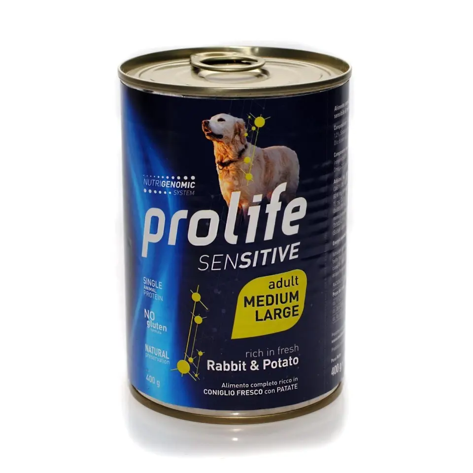 Hrana umeda caini, Prolife Adult Sensitive Medium & Large, Iepure & Cartof, 400 g