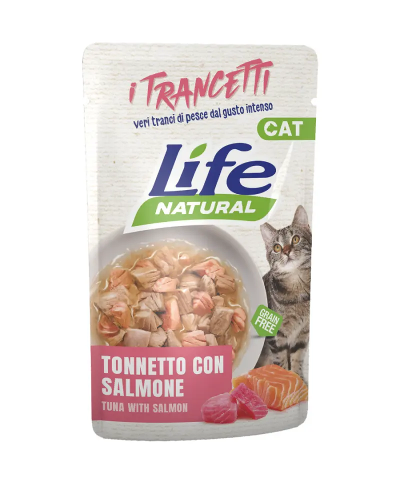 Hrana Umeda Pisici, Life Natural Adult, Ton si Somon Bucati, 55 g