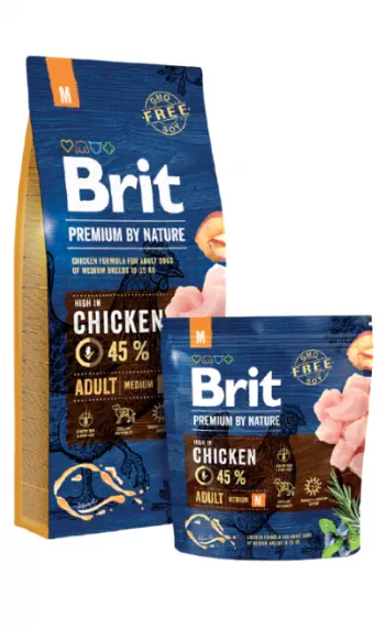 Brit Premium By Nature Adult M - 15-kg