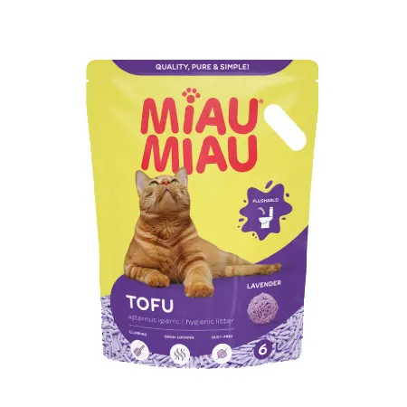 Asternut igienic pentru pisici Miau Miau Tofu Lavanda 6L
