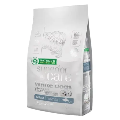 Nature's Protection Superior Care White, peste alb, hrana uscata pentru caini adulti de talie mica si mini, 1.5 kg