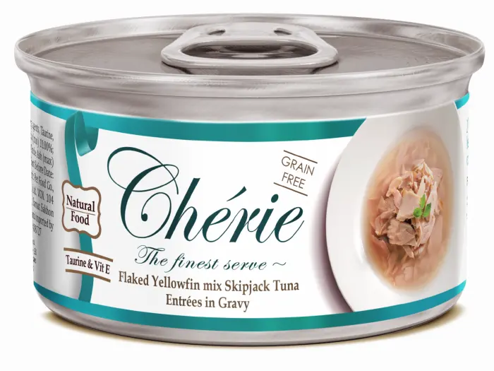 Cherie Adult Cat Grain Free Fulgi de Ton in Sos de Legume, 80 g