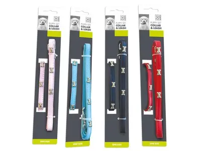 Zgarda si lesa pentru caini, neagra, ajustabila, lungime lesa 100 cm, lungime zgarda 30 cm