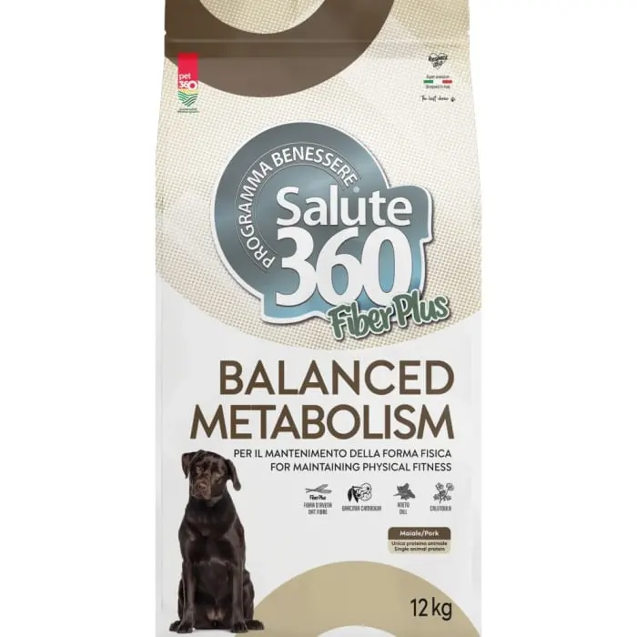 Hrana uscata pentru caini Salute 360 Fiber Plus Balanced Metabolism cu porc, 12 kg