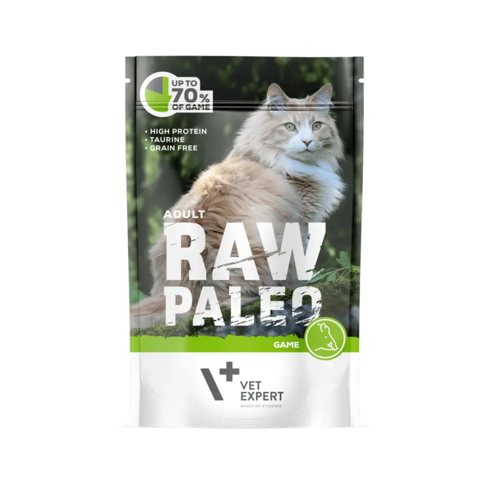 Hrana umeda pentru pisici, RAW PALEO CAT, adult, carne de vanat, 100 g